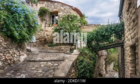 Eus in summer, Plus beaux villages de France Stock Photo