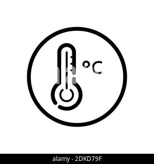 Celsius-Thermometer. Wetterumrisssymbol in einem Kreis. Isolierte Vektordarstellung Stock Vektor