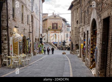 Assisi, Via Frate Elia Stockfoto