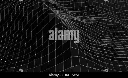 Schwarz und Metall Plexus Struktur Hintergrund. Verbindungskonzept, 3d-Renderdarstellung Stockfoto