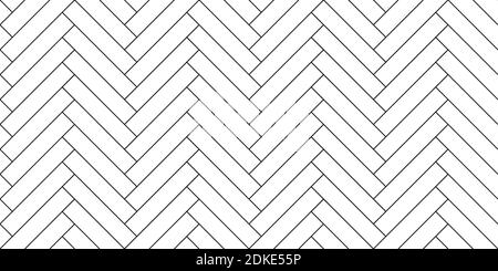 Holzboden mit schwarzem Fischgrätmuster. Vektor monochromes nahtloses Muster. Parkett-Dessin-Struktur Stock Vektor