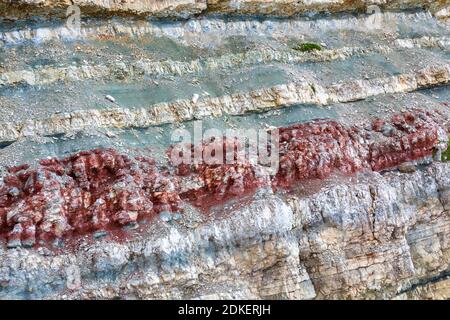 Close up detail on the rocks at the foots of Tofana di Rozes, Travenanzes formation, Dolomites, Cortina d'Ampezzo, Belluno, Veneto, Italy Stock Photo