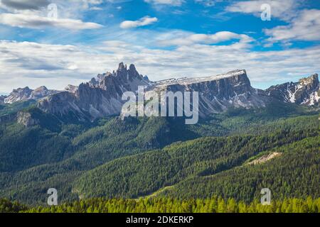 Alpine landscape of Croda da Lago and Lastoni di Formin, Dolomites, Belluno province, Veneto, Italy, Europe Stock Photo