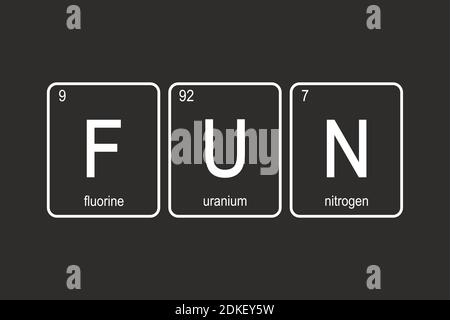 Die chemischen Elemente des Periodensystems, lustige Phrase - SPASS Auf schwarzem Hintergrund, Vektorgrafik Stock Vektor