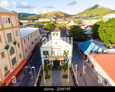 Panoramasicht auf die karibische Insel St.Maarten. Die Insel der Niederländer Sint Maaarten. Stockfoto