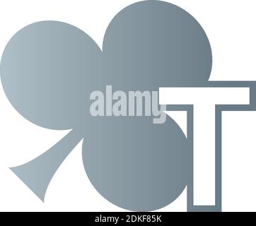 Buchstabe T-Logo kombiniert mit Shamrock Symbol Design-Vektor Stock Vektor