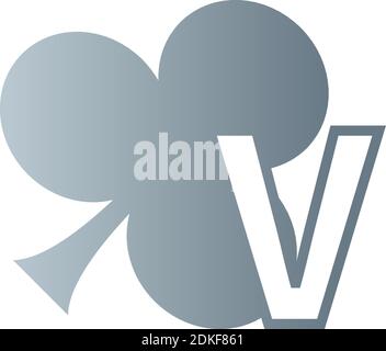 Buchstabe V-Logo kombiniert mit Shamrock Symbol Design Vektor Stock Vektor