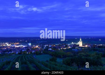 Retz, Stadt Retz mit Rathausturm, Weinberg, Weinviertel, Niederösterreich / Niederösterreich, Österreich Stockfoto