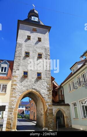 Der Gans Turm ist ein Anblick der Stadt von Weikersheim Stockfoto