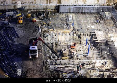 Wien, Baustellengrube, Projekt 'Danube Flats', 22. Donaustadt, Wien, Österreich Stockfoto