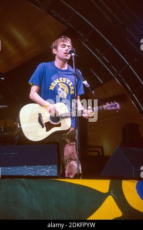 Blur beim Glastonbury Festival 1998, Worthy Farm Somerset, England. Stockfoto