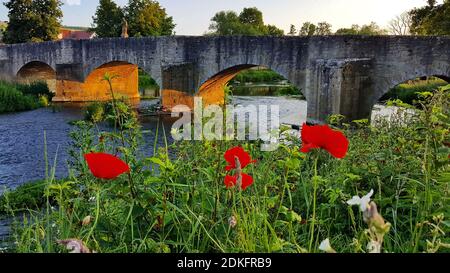 Tauberbrücke von Balthasar Neumann in Tauberrettersheim Stockfoto