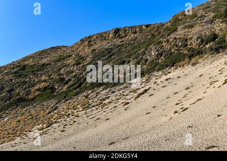 Pacific Coast Highway und Sycamore Cove Strand nördlich von Malibu und Los Angeles in Südkalifornien. Stockfoto