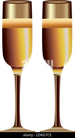 goldene Champagner Tassen Feier Symbol Vektor Illustration Design Stock Vektor