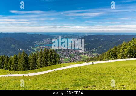 View from mountain chapel on Tegernsee, Wallberg, Rottach-Egern, Tegernsee, Bavarian Alps, Bavaria, Germany, Europe Stock Photo