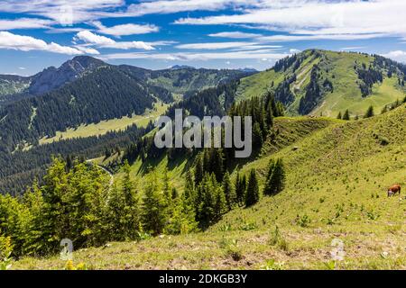 View from Wallberg, 1722 m, on the Alps, Blankenstein, (1786 m), Setzberg, (1786 m), Rottach-Egern, Tegernsee, Bavarian Alps, Bavaria, Germany, Europe Stock Photo