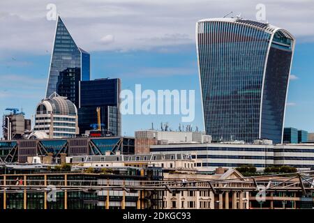 The Millennium Bridge and The City of London Skyline, London, UK. Stock Photo