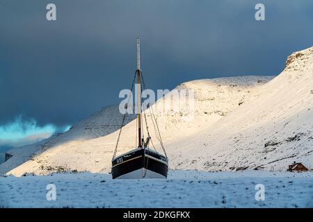 Winter Impression, Sørvágur, Várga Insel, Färöer Inseln Stockfoto