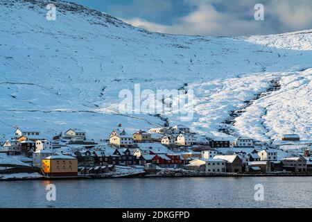 Winter Impression, Sørvágur, Várga Insel, Färöer Inseln Stockfoto