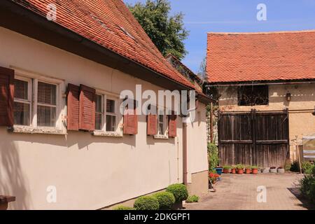 Blick in die historische Altstadt von Greding in Bayern Stockfoto