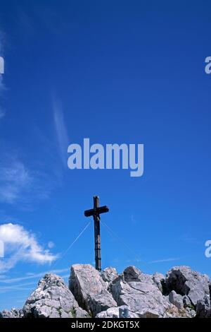 Summit cross on Jenner with blue sky Stock Photo