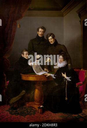 Giuseppe Molteni. 1800-1867. Gruppenportrait der Familie Barbiano aus Belgioso d'Este. 1831 Öl auf Leinwand cm 250 x 180. Stockfoto