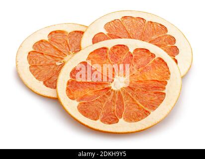 Grapefruit Chips Pfad isoliert auf weiß Stockfoto