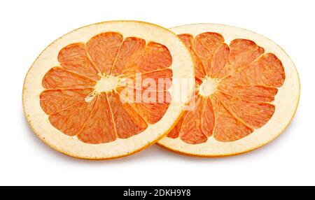 Grapefruit Chips Pfad isoliert auf weiß Stockfoto