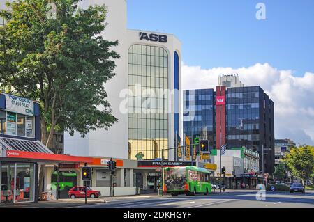 ASB und Westpac Banken, Victoria Street, Hamilton, Waikato Region, Nordinsel, Neuseeland Stockfoto