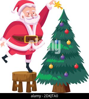 Niedlichen weihnachtsmann Dekoration weihnachtsbaum Charakter Vektor Illustration Design Stock Vektor