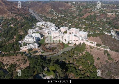 Eine Luftaufnahme des Getty Center, Dienstag, 15. Dezember 2020, in Los Angeles. Stockfoto