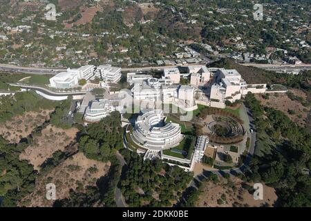 Eine Luftaufnahme des Getty Center, Dienstag, 15. Dezember 2020, in Los Angeles. Stockfoto