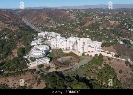 Eine Luftaufnahme des Getty Center, Dienstag, 15. Dezember 2020, in Los Angeles. Stockfoto