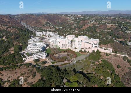 Eine Luftaufnahme des Getty Center, Dienstag, 15. Dezember 2020, in Los Angeles. Stockfoto