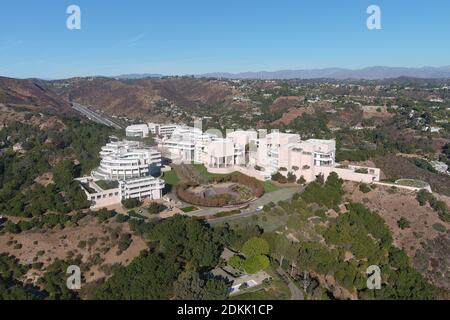 Eine Luftaufnahme des Getty Center, Dienstag, 15. Dezember 2020, in Los Angeles. Stockfoto
