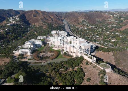 Eine Luftaufnahme des Getty Center, Dienstag, 15. Dezember 2020, in Los Angeles. Stockfoto