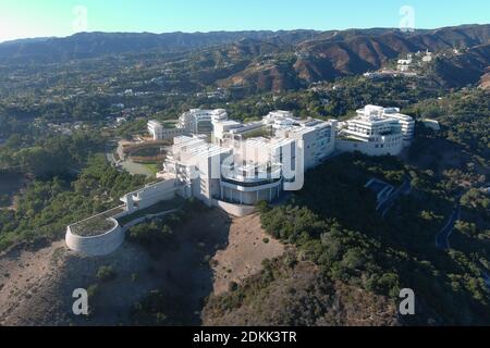 Eine Luftaufnahme des Getty Center, Dienstag, 15. Dezember 2020, in Los Angeles. Stockfoto