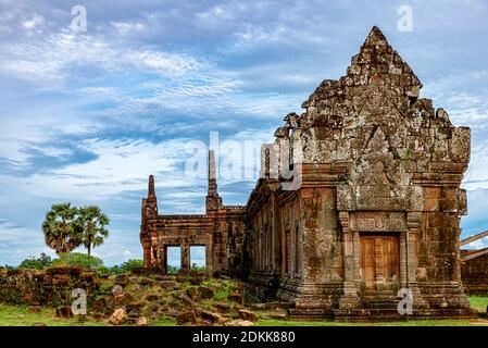 MwSt. Phou oder Wat Phu ist das UNESCO-Weltkulturerbe in der Provinz Champasak im Süden von Laos. Wat Phou Hindu-Tempel in der Provinz Champasak, Süden Stockfoto