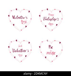 Handgeschriebener Schriftzug zum Valentinstag. Typografie Poster, greetig Karte. Vektor-Illustration in flachen Cartoon-Stil. Stock Vektor