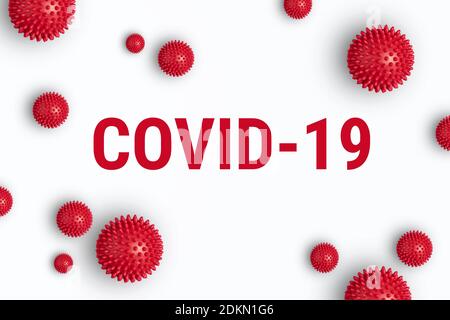 Beschriftung COVID-19 auf weißem Hintergrund. Weltgesundheitsorganisation, DIE einen neuen offiziellen Namen für Coronavirus Krankheit mit dem Namen COVID-19 einführte Stockfoto