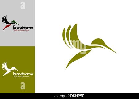 Abstrakte fliegende Kolibri Logo Design Konzept Vorlage, moderne einfache kreative und einzigartige Logo-Design. Stock Vektor