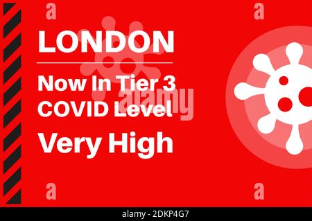 London Jetzt in Tier 3 covid Ebene sehr hoch Stock Vektor