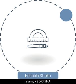 Winkelmesser Vektor-Symbol editierbare Kontur-Kontur-Symbole für Web und Mobil Stock Vektor