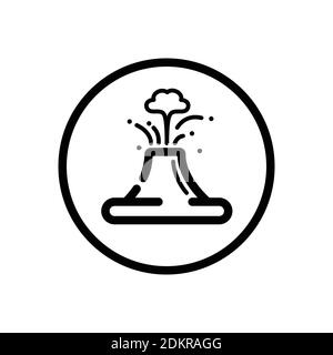 Vulkan. Wetterumrisssymbol in einem Kreis. Isolierte Vektordarstellung Stock Vektor