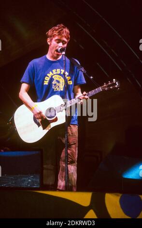 Blur beim Glastonbury Festival 1998, Worthy Farm Somerset, England. Stockfoto