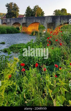 Tauberbrücke von Balthasar Neumann in Tauberrettersheim Stockfoto