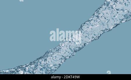 Schöne Hyper realistische reine und frisch fließendes Wasser mit schönen Umwelt Umgebungslicht Reflexionen und isoliert auf himmelblauen Hintergrund, 4k Stockfoto