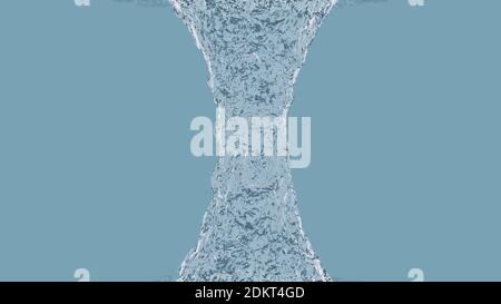 Schöne Hyper realistische reine und frisch fließendes Wasser mit schönen Umwelt Umgebungslicht Reflexionen und isoliert auf himmelblauen Hintergrund, 4k Stockfoto