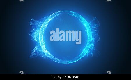 Abstrakt 3D futuristisch glühenden Plasma-Ball oder Globus, abstrakter Kreis mit fließenden Wellen, Magic Ball, abstrakter Hintergrund, 4k hohe Qualität, 3D Stockfoto
