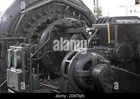 Grimeton, Schweden, Schweden; Grimeton Radio Station; Längenwellensender Grimeton; Innenraum der Senderhalle; Innenraum der Senderhalle. Stockfoto